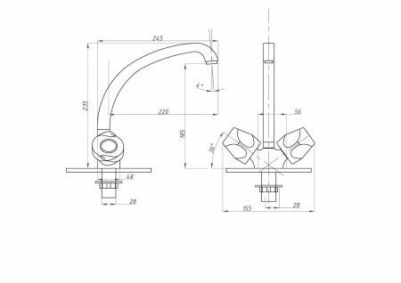 Смеситель для кухни FAUZT FZs-293-76 на мойку хром