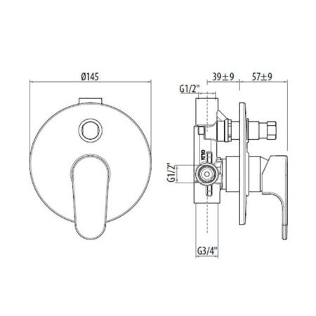 Смеситель Gattoni H2Omix1000 1034/10C0cr встраиваемый в стену хром