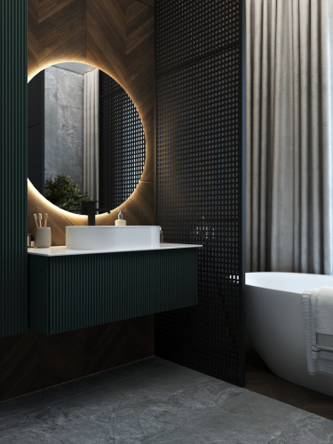 Тумба со столешницей La Fenice TERRA NFNC-01-TER-G-100-3-GG 102х37х47 подвесная цвет серый/зелёный - фото 5