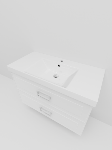Тумба с раковиной La Fenice Cubo TWIN NFNC-01-CUB-B-100-2-1-100 101х62х49 подвесная цвет белый - фото 2