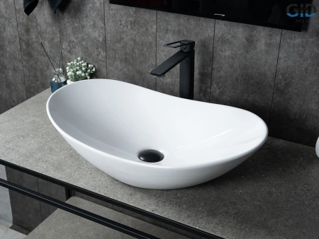 Раковина керамическая Gid Lago 51175 60х40 накладная цвет белый без отверстий под смеситель