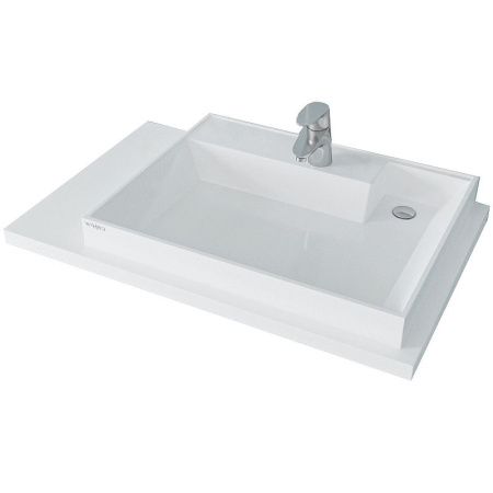 Раковина из искусственного камня СанТа Юпитер 900129 90х50 над стиральной машиной цвет белый 1 отверстие под смеситель