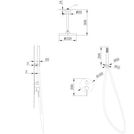 Душевая система Abber AF8821B встраиваемая в стену цвет черный