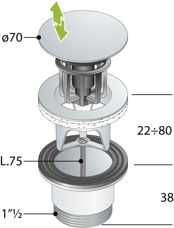 Донный клапан OMP Tea 8334.060.6.XD белый