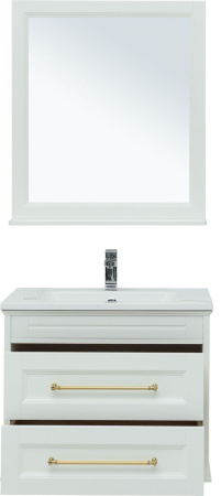 Комплект мебели: тумба с раковиной 78x47x65 + зеркало Aquanet Бостон М 00281193 напольный/подвесной цвет белый