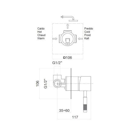 Смеситель для ванны и душа Webert Rimini RI880101015 настенный хром