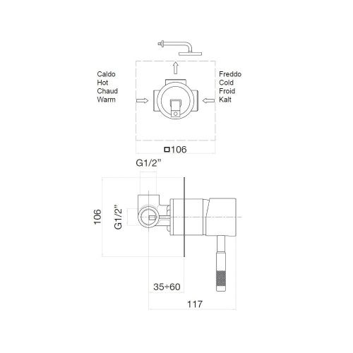 Смеситель для ванны и душа Webert Rimini RI880101010 встраиваемый в стену золото - фото 3