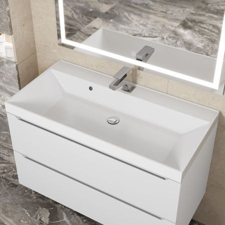 Раковина из искусственного камня Uperwood Classic 291020338 90х50 полувстраиваемая цвет белый