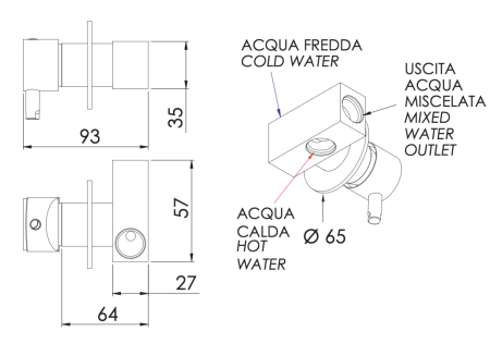 Смеситель для душа Remer Minimal N63NO встраиваемый в стену черный