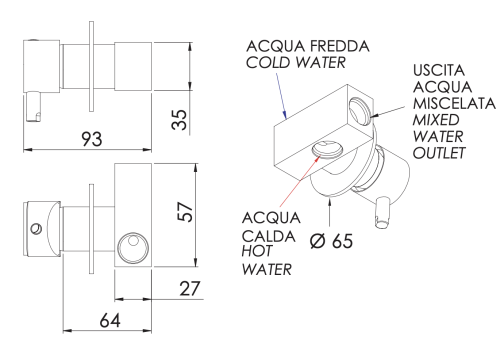 Смеситель для душа Remer Minimal N63 встраиваемый в стену хром - фото 2