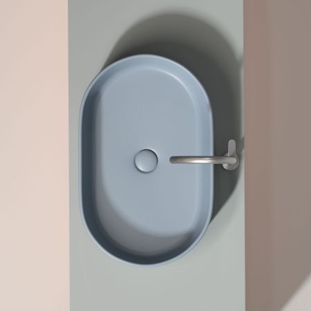 Раковина из сантехнического фарфора Ceramica Nova ELEMENT CN6048MHL 60х40 накладная цвет голубой без отверстий под смеситель