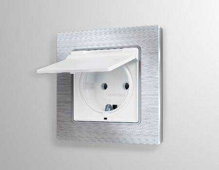Комплект механизма розетки с/з со шторками и крышкой Ambrella Volt Alfa (Алфа) MA128010