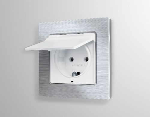 Комплект механизма розетки с/з со шторками и крышкой Ambrella Volt Alfa (Алфа) MA128010 - фото 2