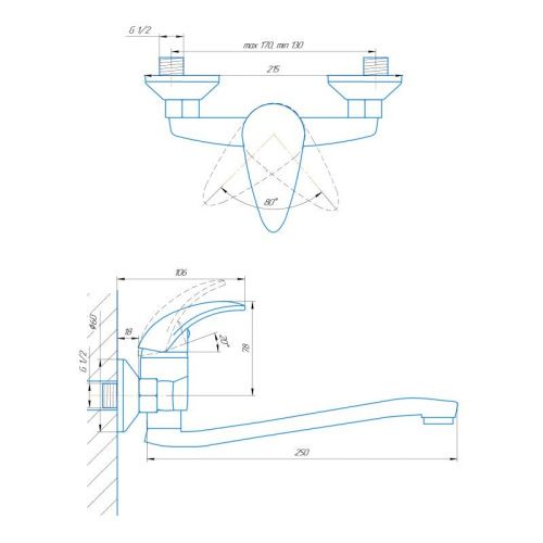 Смеситель для кухни Сантаком StOnix 1113 настенный хром - фото 3