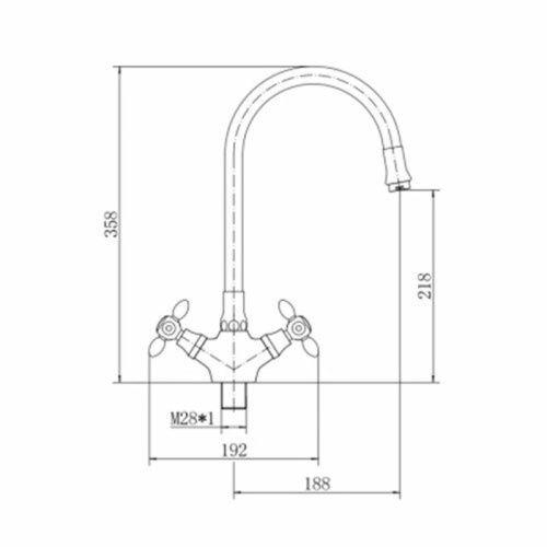 Смеситель для кухни Fashun A44127-11 на мойку хром/синий - фото 3