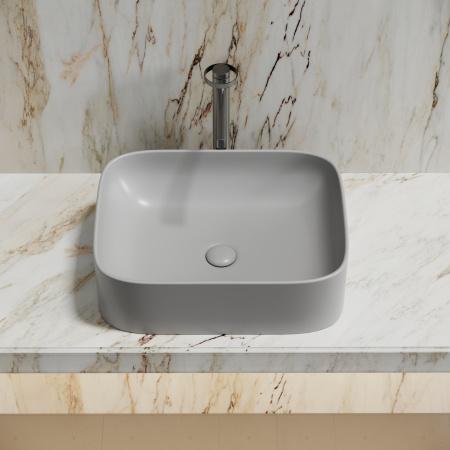 Раковина из сантехнического фарфора Ceramica Nova ELEMENT CN6052MSG 51х38 накладная цвет серый матовый без отверстий под смеситель