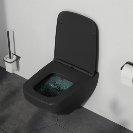 Унитаз подвесной Am.Pm Inspire V2.0 C50A1700MBSC черный матовый с сиденьем микролифт безободковый каскадный смыв