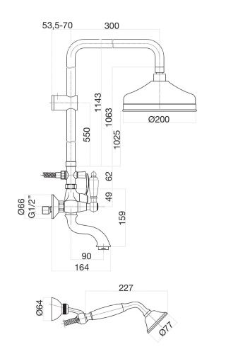 Душевая стойка Fiore 02CO0615 настенная цвет хром/золото - фото 3