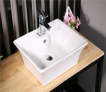 Раковина из санфаянса CeramaLux 9108 50х42 накладная цвет белый 1 отверстие под смеситель