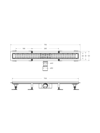 Душевой лоток BelBagno UNO BB-LD-UNO-70-CR 75х10 хром