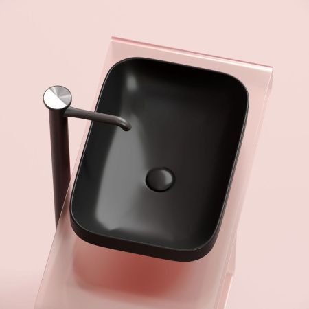 Раковина из сантехнического фарфора Ceramica Nova ELEMENT CN6055MB 50х40 накладная цвет черный без отверстий под смеситель