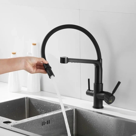 Смеситель для кухни Rose R658H на мойку черный