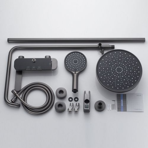 Душевая стойка Shevanik S4726T настенная цвет оружейная сталь - фото 4