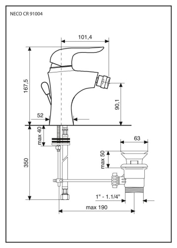 Смеситель Emmevi Neco 91004/CR на биде хром - фото 2 Смеситель Emmevi Neco 91004/CR на биде хром - фото 2