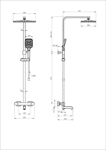 Душевая стойка Wonzon & Woghand Stay WW-B3026-T1-MB настенная цвет черный - фото 2