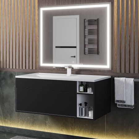 Тумба под раковину Uperwood Lotus 39340205464 100х50 подвесная цвет черный