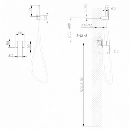 Гигиенический душ со смесителем Abber Daheim AF8225NG никель