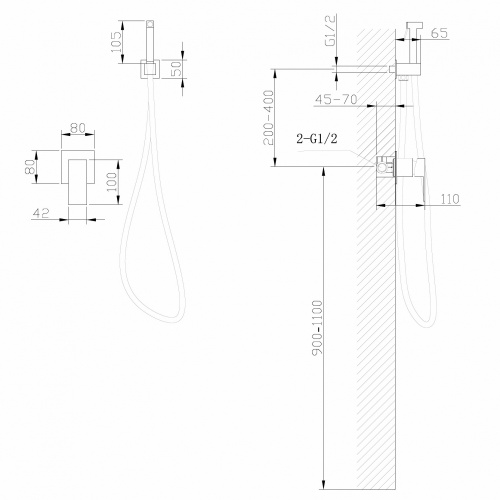Гигиенический душ со смесителем ABBER Daheim AF8225W белый матовый - фото 3