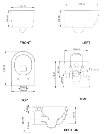 Чаша унитаза подвесная GSG Ceramic Design Like LKWCSO017 цвет бежевый без сиденья безободковая каскадный смыв