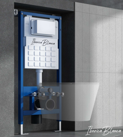 Комплект сантехническая инсталляция с клавишей смыва Iberica Blanca INOX-O IB001.8172