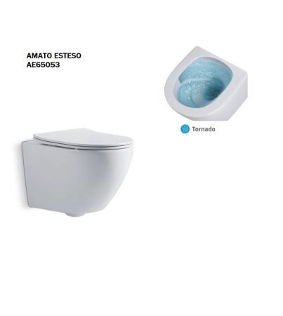 Унитаз подвесной Taliente Amato Esteso T3 AE65053 белый с сиденьем микролифт безободковый смыв торнадо