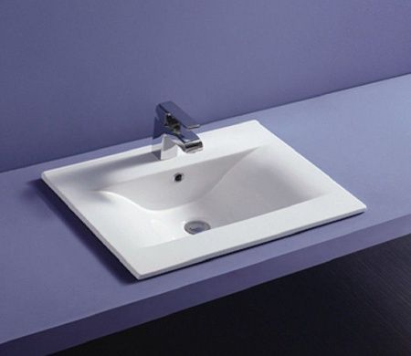 Раковина из сантехнического фаянса CeramaLux YJ807-60 60х50 встраиваемая цвет белый 1 отверстие под смеситель