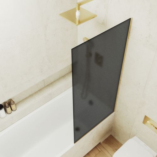Душевая шторка на ванну Maybah Glass MGV-89-3у 90х140 стекло тонированное профиль золото ориентация универсальная - фото 3