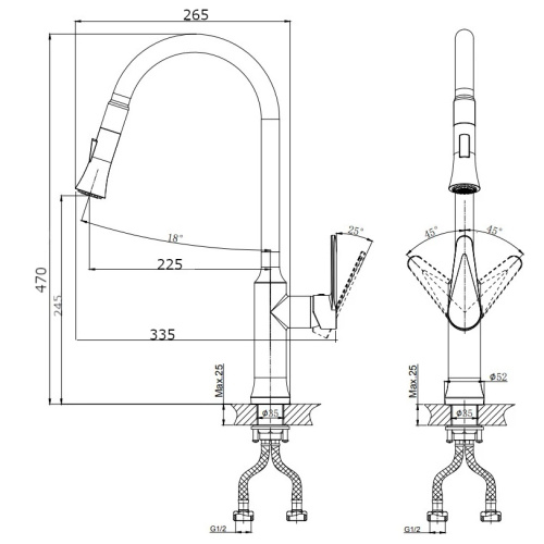 Смеситель для кухни Rush Denis DN0335-23 на мойку хром - фото 2