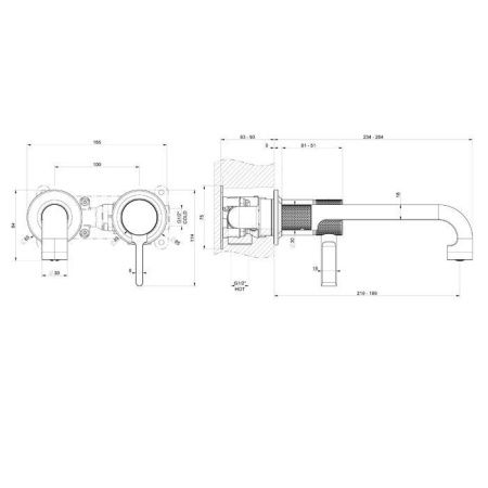 Смеситель для раковины Gessi Hirondelles 58088#299 встраиваемый в стену черный (внешняя часть)