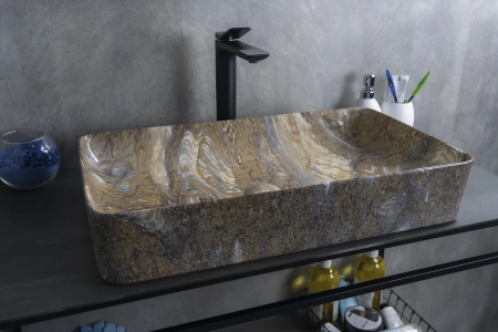 Раковина керамическая Gid Geométrico 54475 60х30 накладная цвет многоцветный без отверстий под смеситель