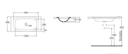 Раковина из сантехнического фаянса Azzurra Glaze GLLT06938000BI (GLZ 69x38/SP bi) 70х40 встраиваемая цвет белый без отверстий под смеситель