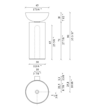 Раковина керамическая Milldue SABA 5831.CM03 50 см напольная цвет бежевый без отверстий под смеситель