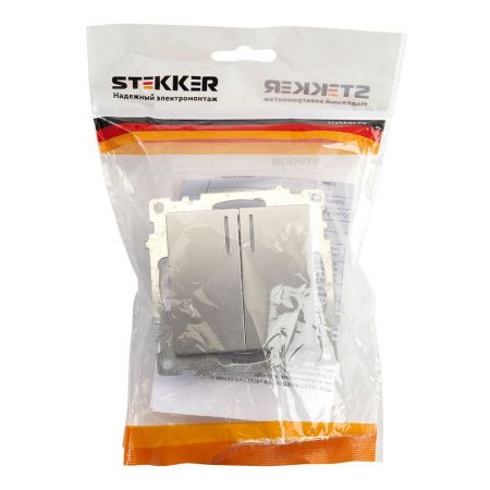 Выключатель 2-клавишный с индикатором Stekker Катрин 39579