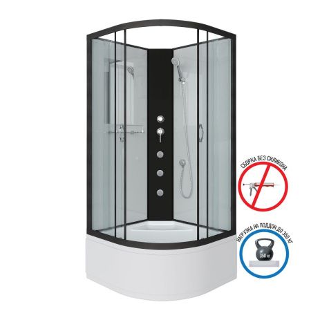 Душевая кабина Niagara Classic 67071414BKG 80х80 четверть круга без крыши ориентация универсальная