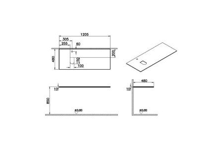 Столешница Vitra Origin 65725 120х50 накладная цвет белый