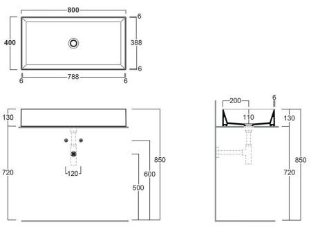 Раковина из сантехнического фаянса Simas AG 80 bia 80х40 накладная цвет белый