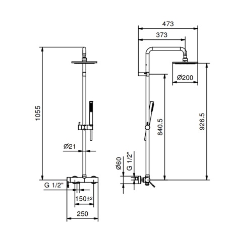 Душевая стойка Fantini Nostromo 86 13 8130 настенная черный матовый