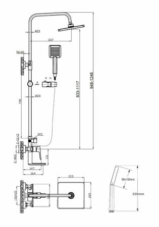 Душевая стойка Agger Brilliant A0394400 настенная цвет хром