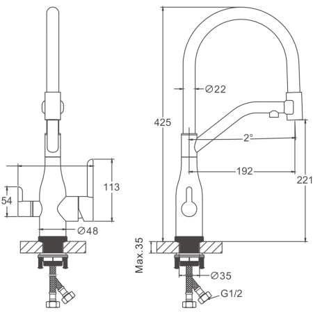 Смеситель для кухни BELZ B78815-5 на мойку черный