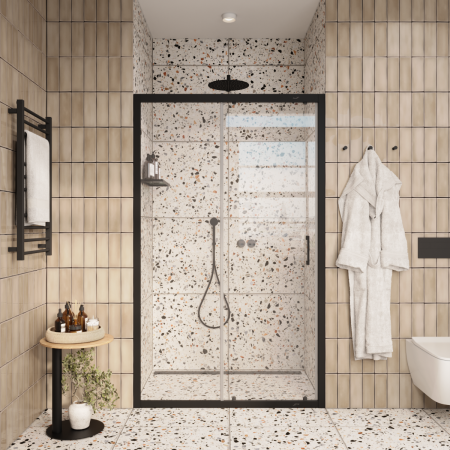 Душевая дверь Cerutti SPA GLORIA D120B 120х195 стекло прозрачное профиль черный